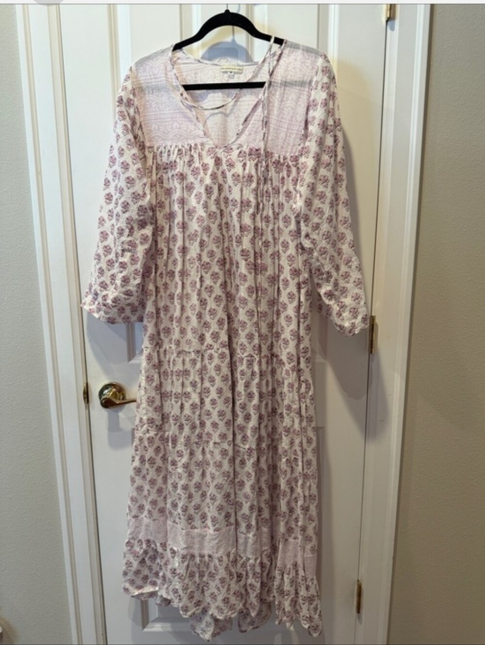 Daughters of India Pink/lavender Floral Maxi Dress M